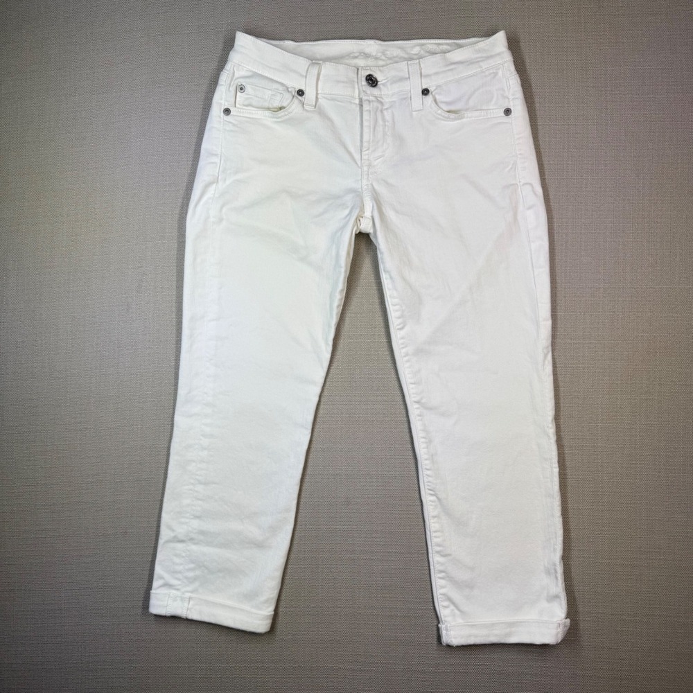 7 For All Mankind Womens Skinny Crop & Roll White Jeans Size 25